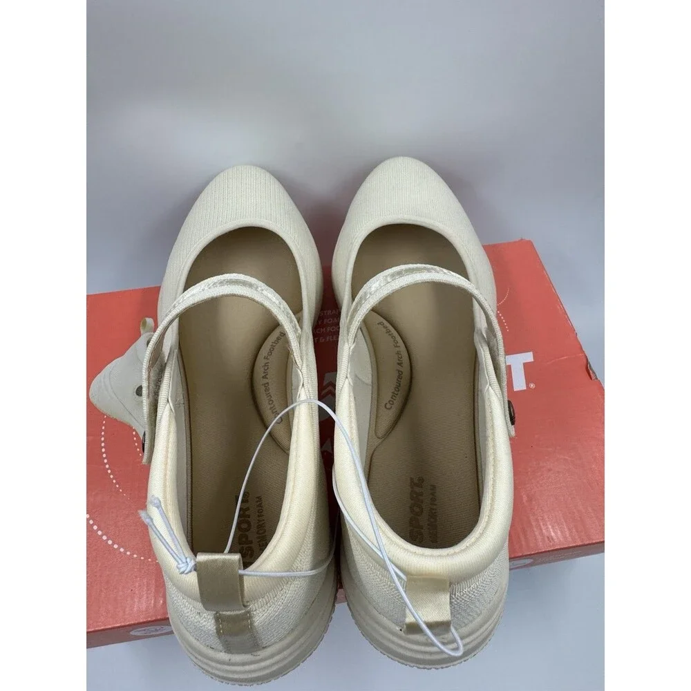 Jsport Womens Shoes Cream Mary Jane Memory Foam Contoured Arch Lightweight Sz 10